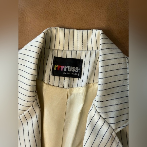rrrruss White And Navy Striped Vintage Blazer Women’s Size 12 - Picture 5 of 10